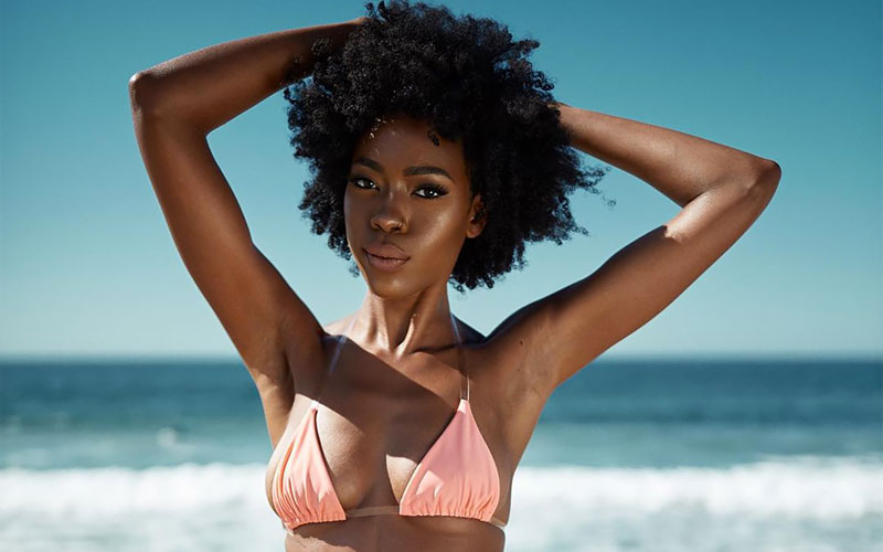 pretty african girl on beach